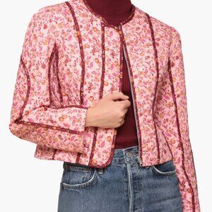 Avec Les Filles Floral Quilted Crop Jacket, Sz M, Ditsy Print & Country Charm